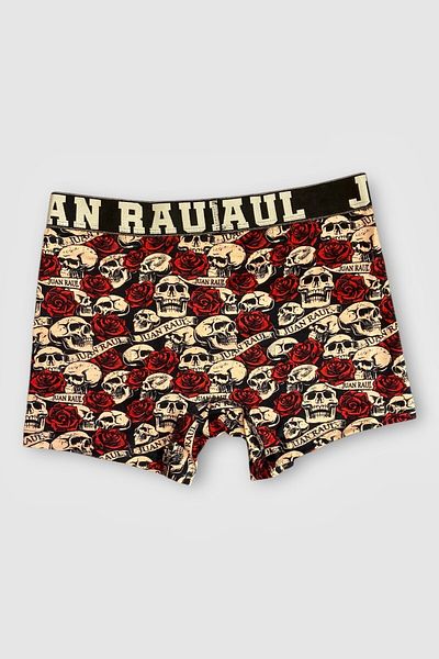 Juan Raul Rose and Skull Pattern Men's Boxers - Db219