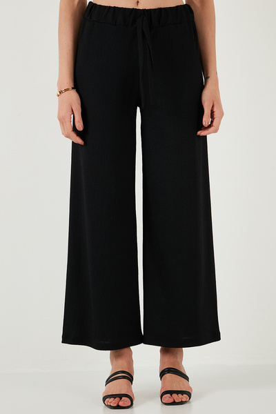 Lela Waist Tied Relaxed Fit Crinkle Fabric Trousers Pants 5869016