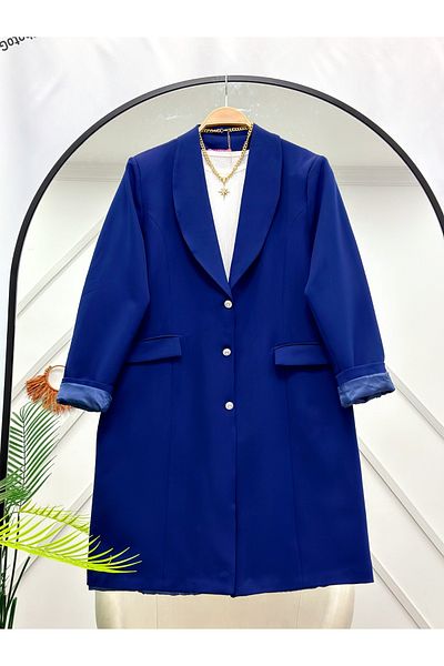 YEDİLALE Plus Size Blazer Jacket with Stone Button [Choose Size as Description]