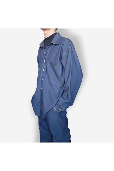 Dirhem Men's Blue Pocket Shirt