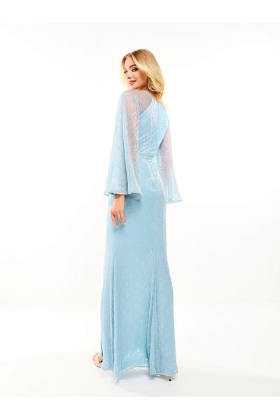 House of Moda By Styli Gathered Wrap Front Maxi Dress with Sheer Sleeves