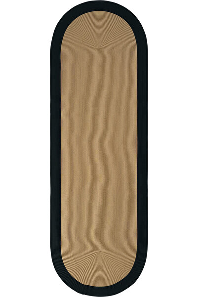 Cool Halı Luke 858 Siyah Oval Yolluk Uzun Antre Hol Koridor Halısı Hasır Doku...