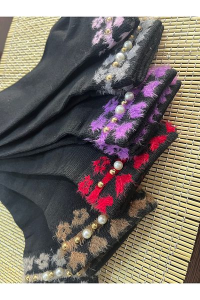 Leement socks Дамски чорапи с мъниста и брада, 6 чифта, цветни памучни