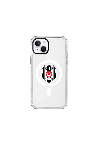 Beşiktaş İphone 13 Uyumlu Magsafe Logo Şeffaf Telefon Kılıfı