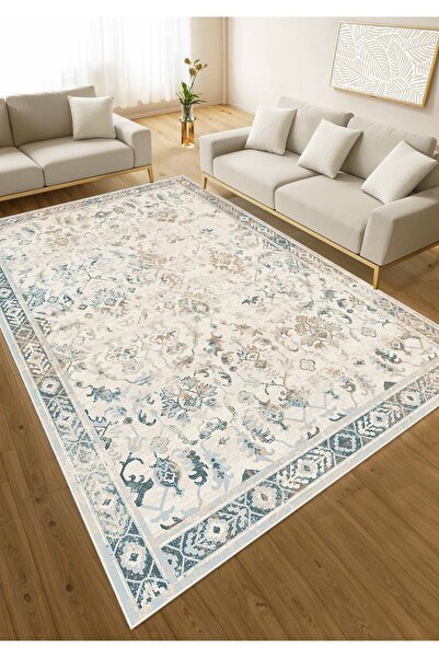 Pilloveland Halı - Kaymaz Taban Dijital Baskılı Vintage Halı - Damask