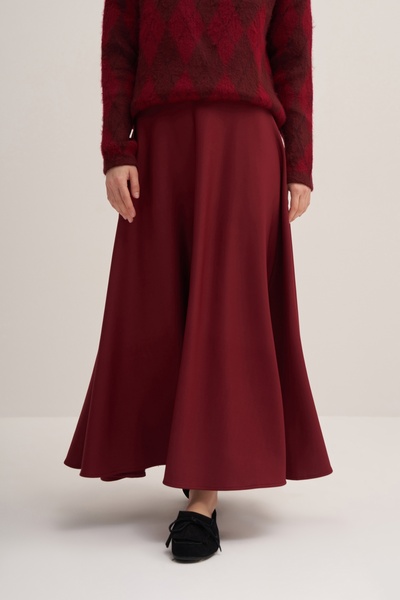 EBU Prive Claret Red Scuba Flared Women's Skirt