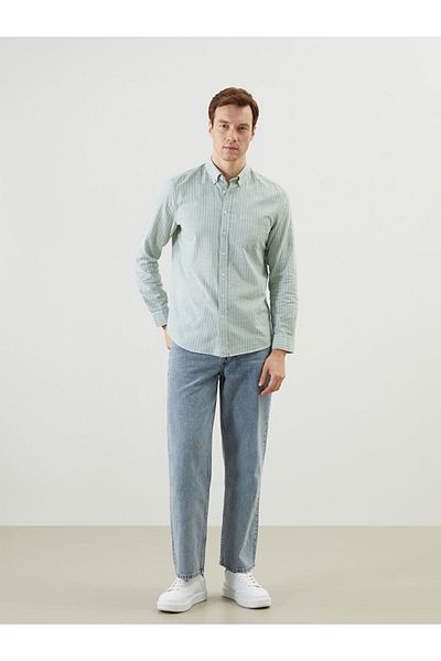 LC Waikiki Ανδρικό ριγέ μακρυμάνικο πουκάμισο LCWAIKIKI Classic Regular Fit