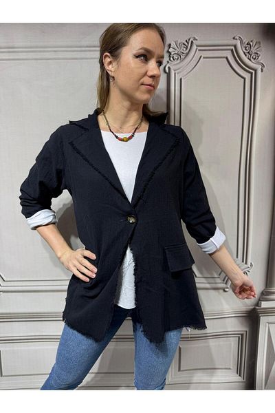 AGORATEKSTİL Jachetă de damă cu un singur nasture din bumbac cu mânecă lungă