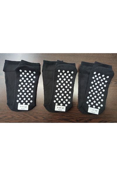 Leement socks 3 чифта нехлъзгащи се щамповани памучни чорапи за табла с мрежеста оплетка в горната част