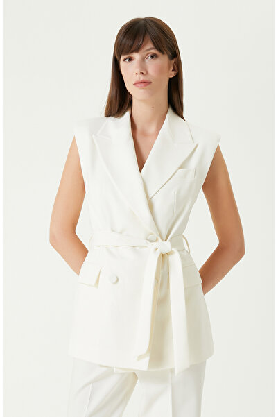 Network Kırık Beyaz Yün Karışımlı Yelek