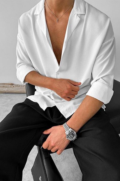 HAFKAGİYİM Εκρού Basic Textured Relaxed πουκάμισο
