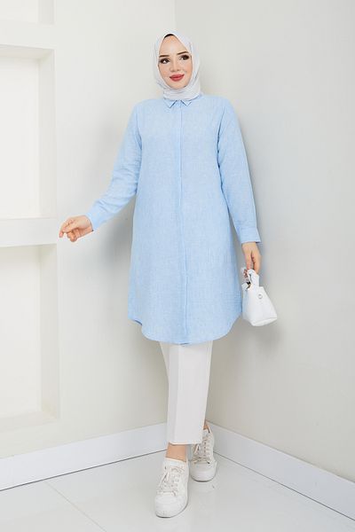 Kirazgym Linen Fabric Long Shirt Tunic