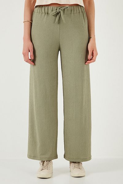 Lela Waist Tied Relaxed Fit Crinkle Fabric Trousers Pants 5869016
