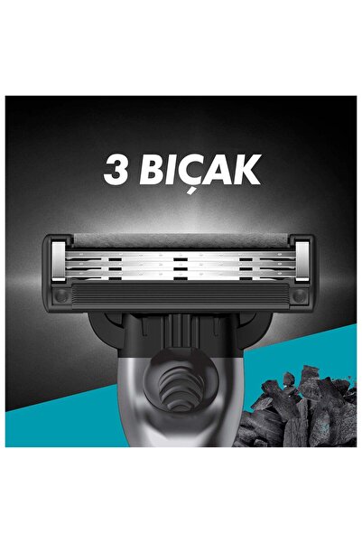 Gillette Mach 3 Charcoal Tıraş Makinesi + 6 Up Yedek Tıraş Bıçağı + Premium Stand