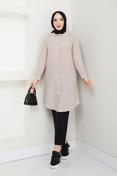 Kirazgym Linen Fabric Long Shirt Tunic