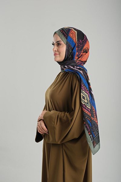 Giverny Ethnic Χακί Βαμβακερό Σάλι - Ψηφιακή εκτύπωση, κομμένες ίνες 202124 _09