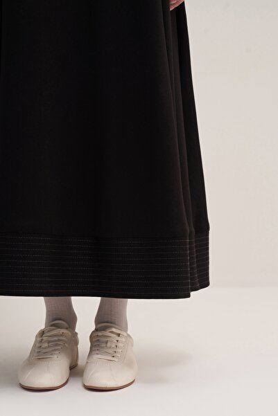 EBU Prive Μαύρη γυναικεία φούστα - Ατσάλινο πλεκτό, με βολάν και με σπαστά μέρη