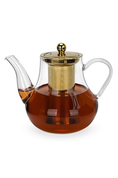 Fissman Glass Tea Pot with Stainless Steel Filter 1200mL, Borosilicate Glass Tea Pot Infuser