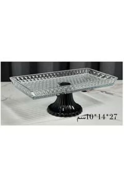 Generic Glass Serving Plate with Black Base 27X14X10 CM