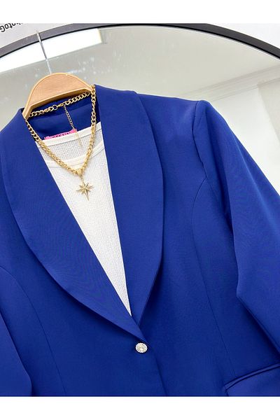 YEDİLALE Plus Size Blazer Jacket with Stone Button [Choose Size as Description]