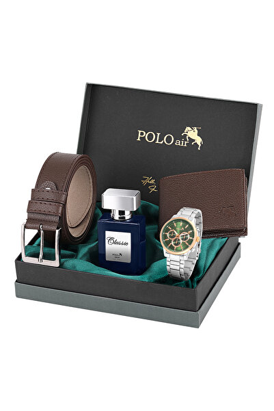 Polo Air Erkek Set Kombin Kemer Cüzdan Parfüm Kol Saati Hediyelik Kutusunda K...