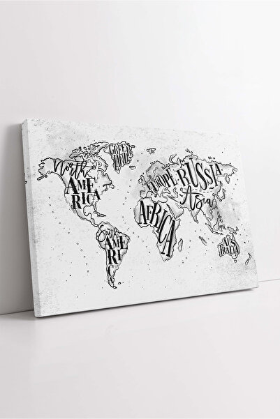 KOSS Dijital Pictură decorativă pe pânză cu aspect vintage, hartă a lumii, de...