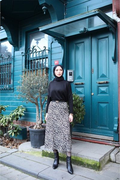 Modayakamoz Fusta creponată midi hijab cu talie înaltă pentru femei de sezon nou