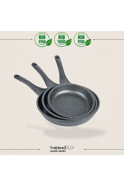 ThermoAD Graneu Series - 9 Piece Gray Pan and Sauce Set