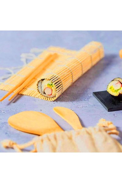 JINOU Sushi Making Kit - Premium Bamboo Set with Storage Bag (7 Pcs)