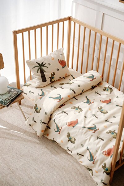 Lollie Baby&Kids 70x110 سنتيمتر القطن الساتان الديناصورات سرير الطفل و بارك الفراش غطاء لحاف مجموعة ملاءات