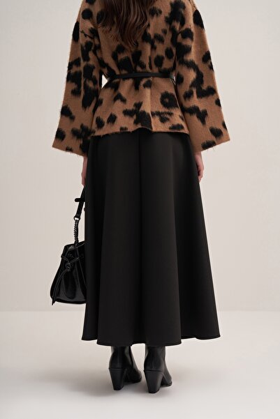 EBU Prive Women's Black Scuba Flared Skirt