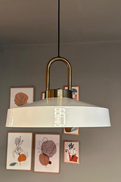 Bamyum Açe Beyaz Eskitme Kilit Kafa Tekli Avize Retro Sarkıt Ofis Showroom Sa...