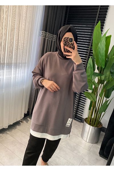 Puane Zipper Detailed Sports, Elegant Hijab Sweatshirt