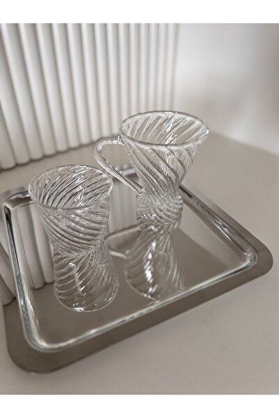 dekorasyon garajı Glass Rose Bucket, Steel Tray, Blown Glass Coffee Cup