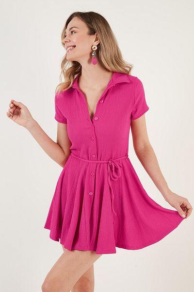 Lela Mini Shirt Dress Dress with Lacing Detail 5869006