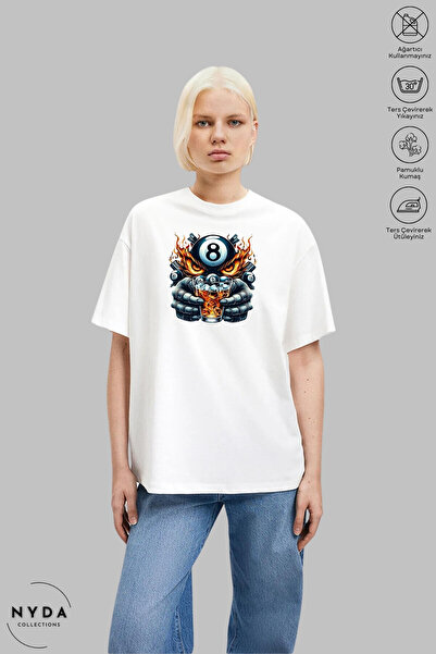 Nyda Collections Unisex majica kratkih rukava sa širokim izrezom, pamučna, sa...