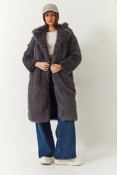 Bianco Lucci Women's Long Fur Lined Coat 2614 60261064