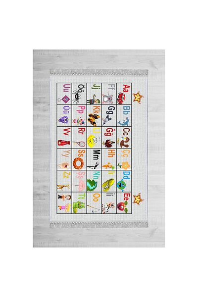 Homelux Non-Slip Children'S Rug, Rectangular, 120X180, Alphabet, Multicolor, Polyester