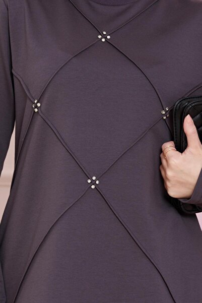 Sevitli Σετ δύο κλωστών με πέτρα στο μπροστινό μέρος - Anthracite