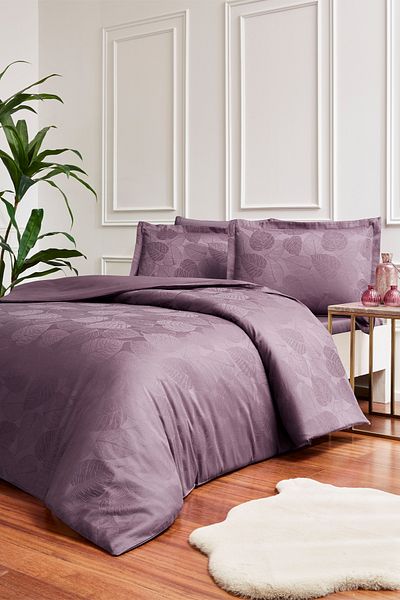 Özdilek Set cuvertură de pilota din satin jacquard cu frunze Özdişek