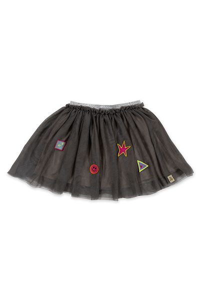 BEETLEBEEZ Girl's Embroidered Tutu Skirt with Appliques - Gray
