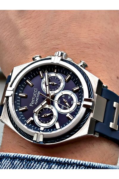 Ferrucci Function Dark Blue Color Silicone Cord Men's Wrist Watch