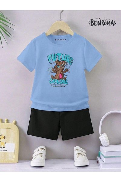 BENROMA Set pantaloni scurți unisex pentru copii - imprimat cu caractere