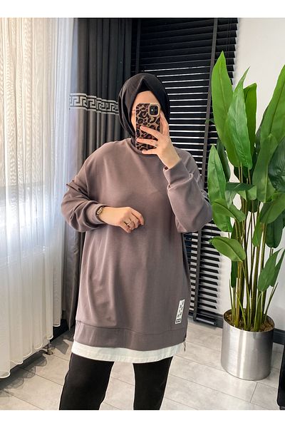Puane Zipper Detailed Sports, Elegant Hijab Sweatshirt