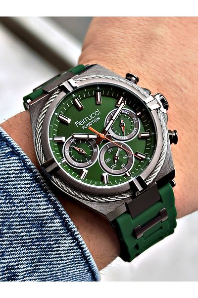 Ferrucci Function Green Color Silicone Cord Men's Wrist Watch