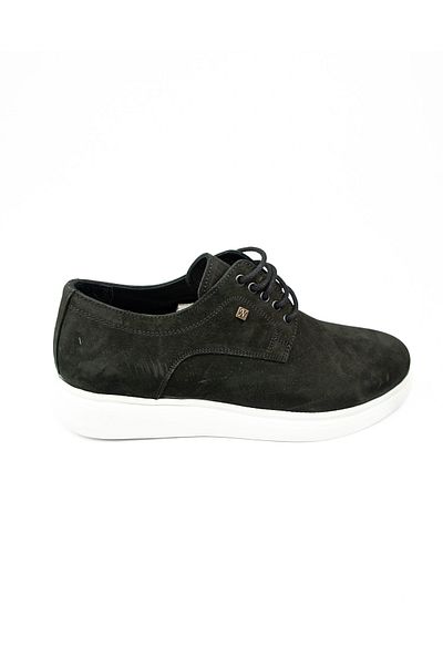 Nobel 1008 White Sole Black Nubuck Leather Men's Casual Shoes