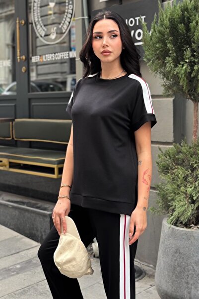 Ded COLLECTION Set de bluză cu mânecă scurtă și pantaloni morcovi cu dungi pe...