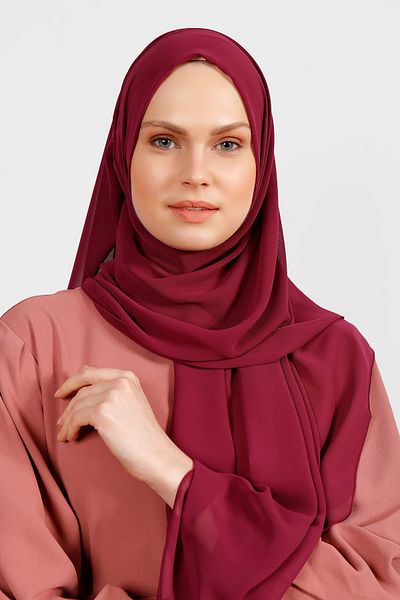 Differenza Şal din şifon creponat burgundy