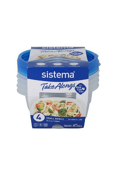 Sistema 4-Piece TakeAlongs Small Food Storage Bowls 760ml