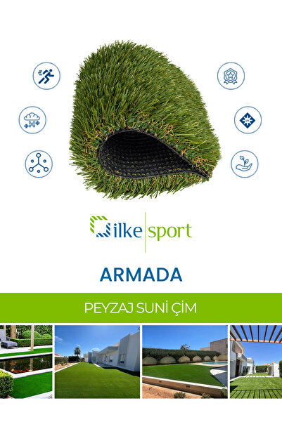 ilkesport Suni Çim, Yapay Çim Halı, Armada, 36mm Peyzaj, Bahçe, Balkon, Salon...